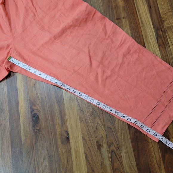 David Dart 100% Linen Crop Pants Coral Pink Size 1X - Picture 4 of 9